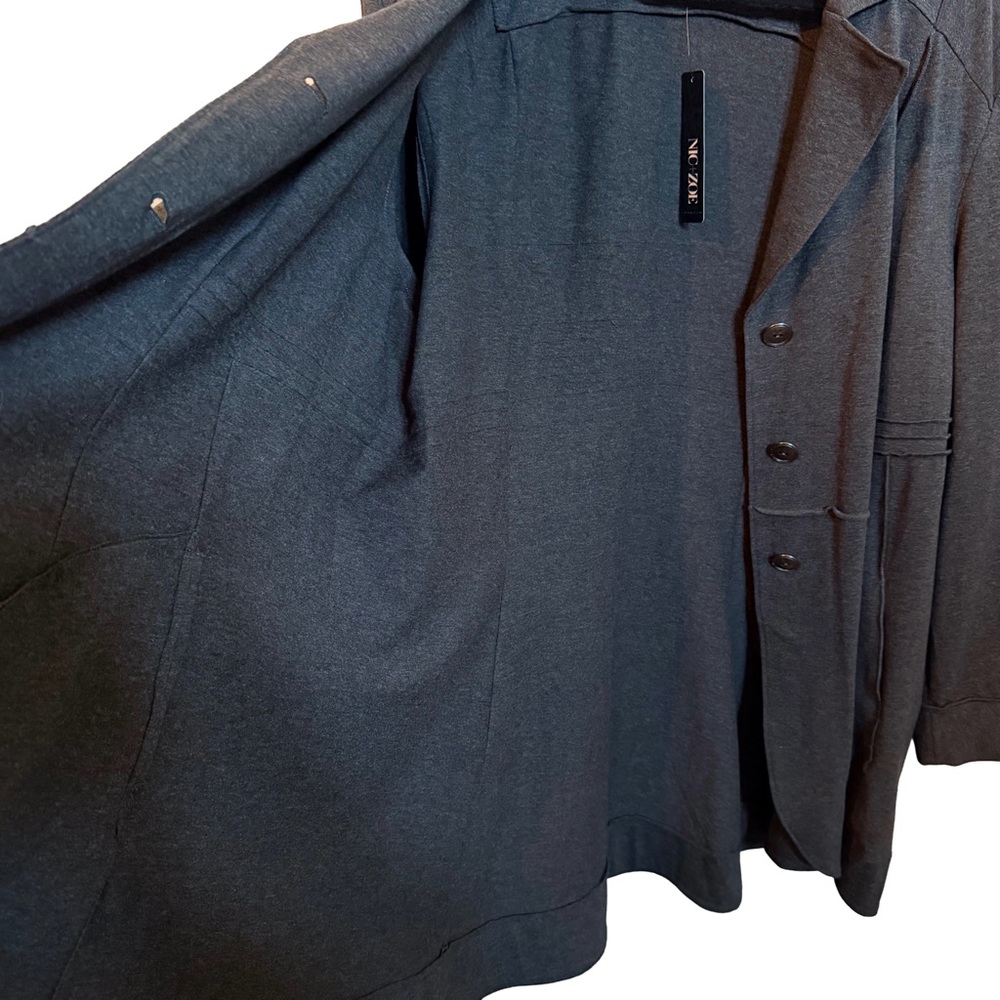NWT 🩶 Nic+Zoe Seamed Riding Jacket 3-Button Dark Gray Knit, Long, Equestrian, 1X - Picture 8 of 15
